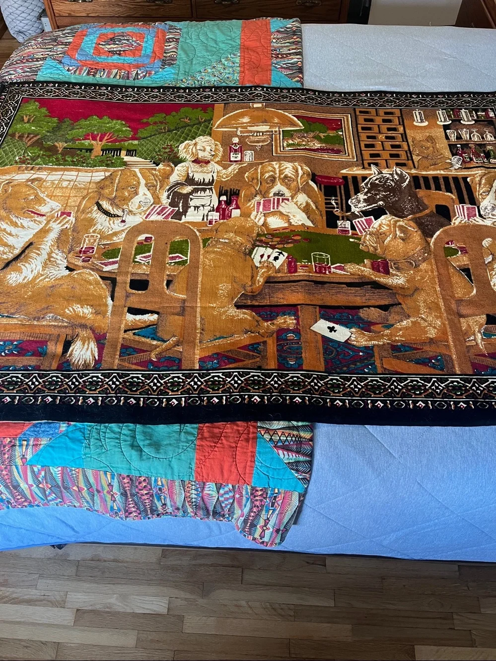 1970’s Novelty Dogs Playing Poker Tapestry Multicolor
